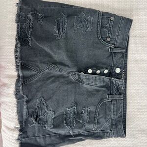 American Eagle Outfitters Black Distressed Mini Skirt